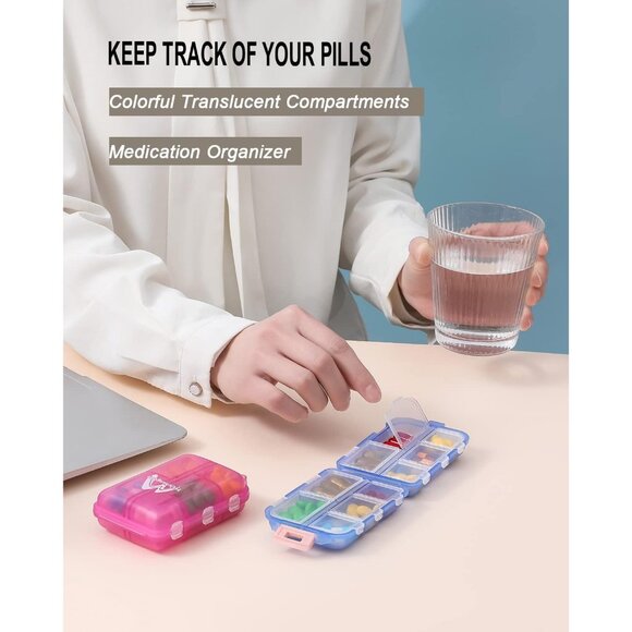 4PS Travel Pill Organizer with 164 Slice Labels,10 Compartments Travel Pill Box - Picture 8 of 9
